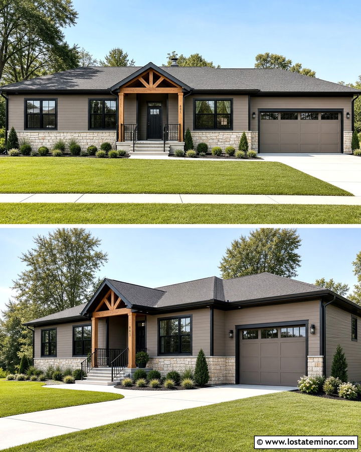 Taupe Ranch House With Black Trim - 30 Taupe House Design With Trim Ideas