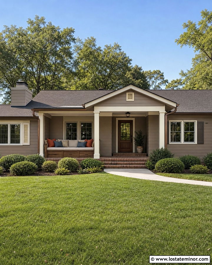 Taupe Ranch House With Built In Daybed - 30 Taupe House Design With Daybed Ideas