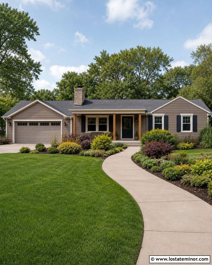 Taupe Ranch House With Charcoal Storm Door - 30 Taupe House Design With Storm Door Ideas