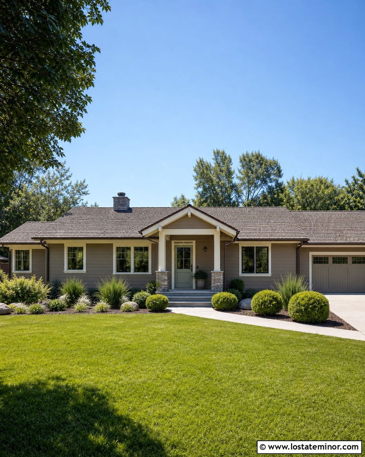 Taupe Ranch House With Sage Dutch Door - 30 Taupe House Design With Dutch Door Ideas