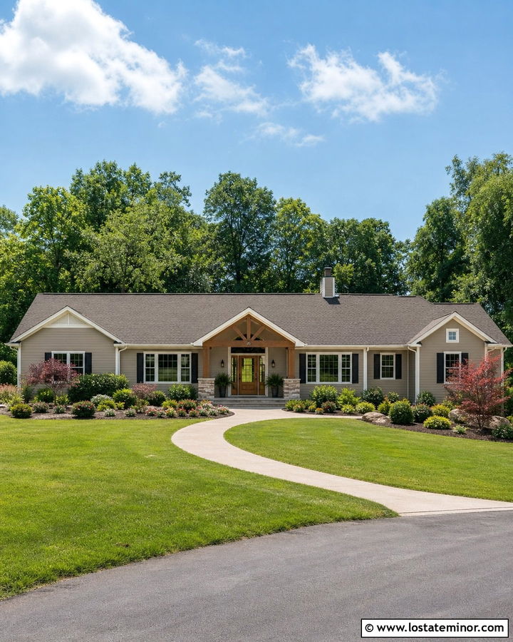 Taupe Ranch House With Shingle Roof - 30 Taupe House Design With Shingles Ideas