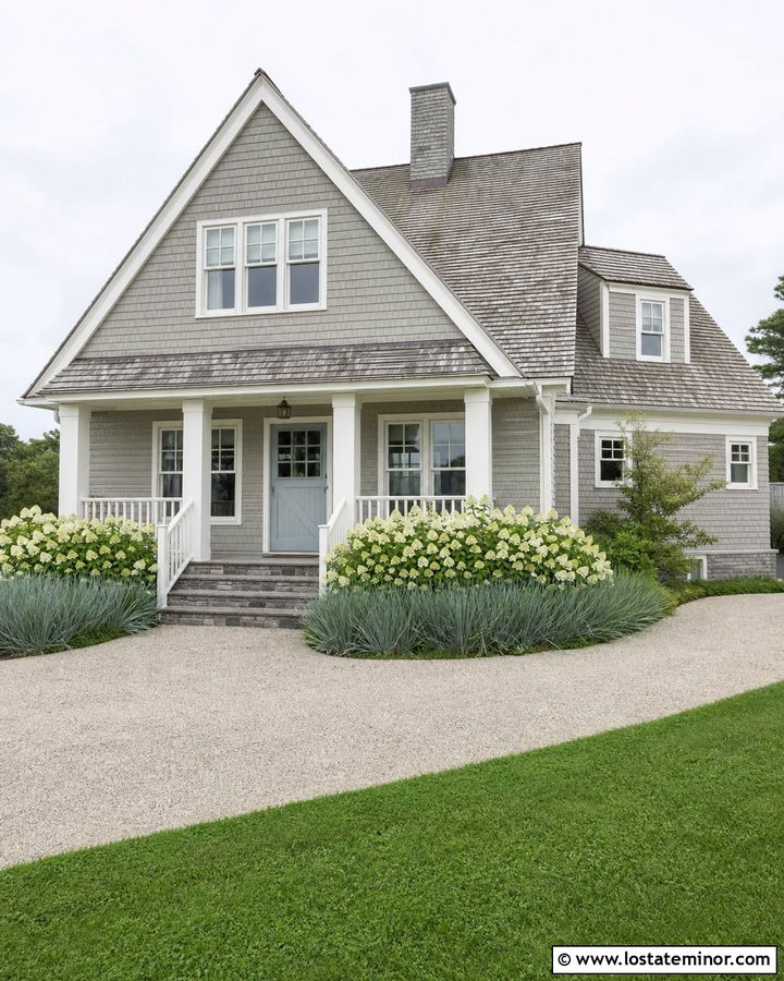 Taupe Shingle House With Pale Blue Dutch Door - 30 Taupe House Design With Dutch Door Ideas