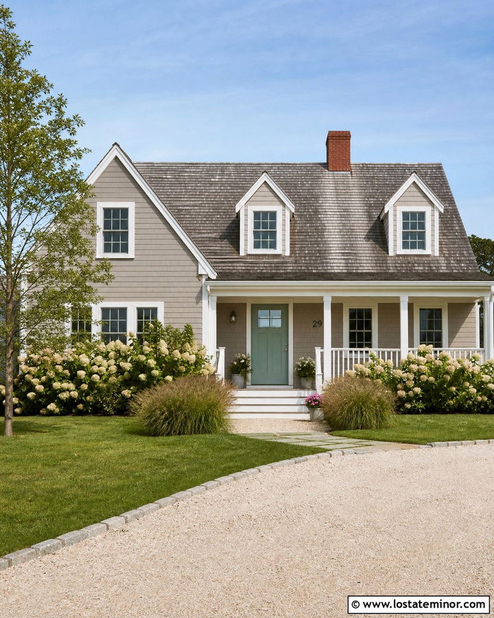 Taupe Shingle Siding With White Windows - 30 Taupe House Design With Siding Ideas