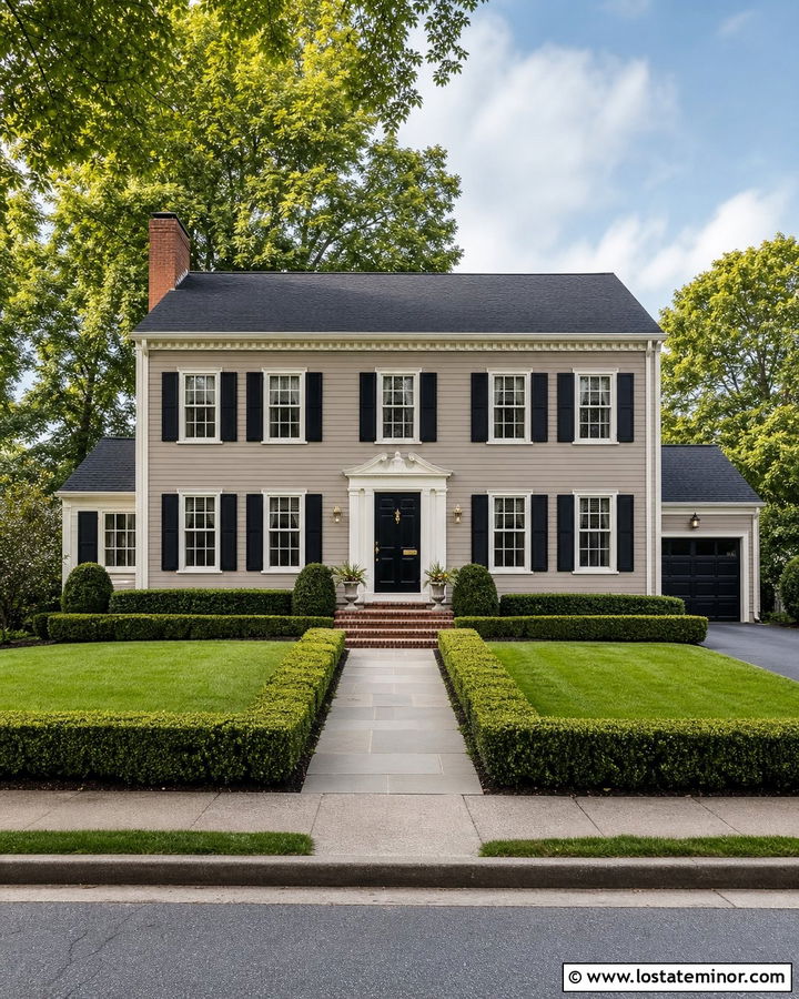 Taupe Siding With Black Shutters - 30 Taupe House Design With Siding Ideas