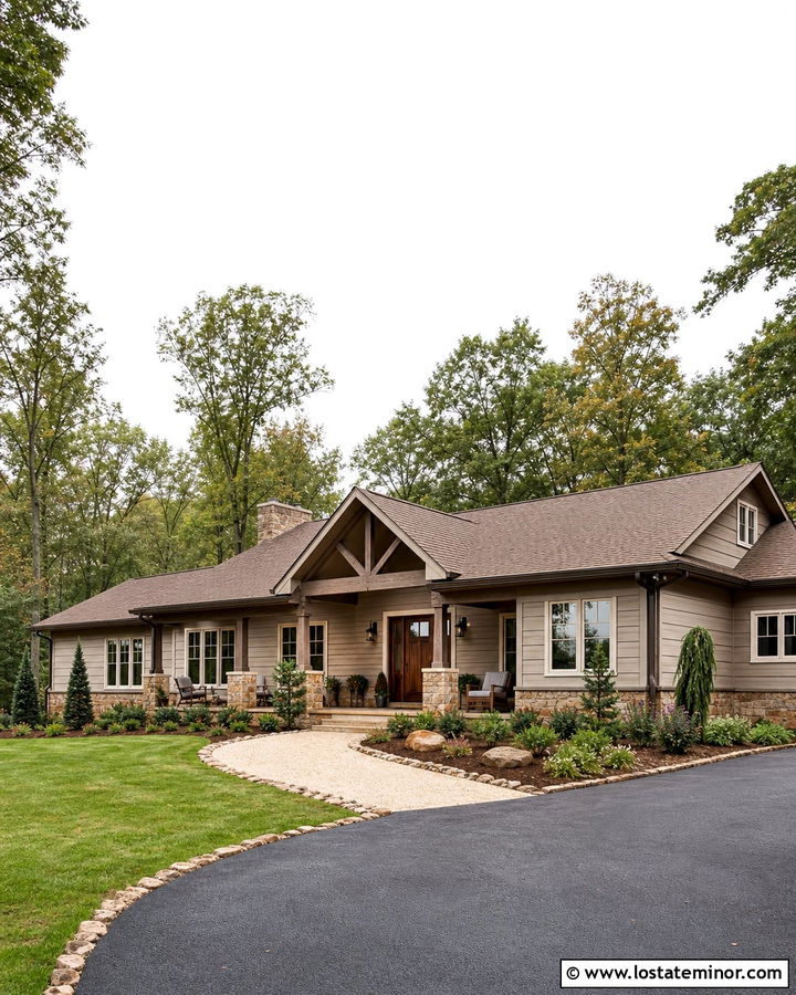 Taupe Siding With Brown Roof - 30 Taupe House Design With Siding Ideas