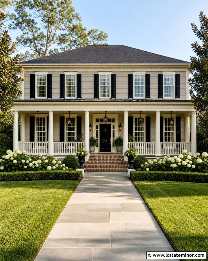 Taupe Southern House With Wide Front Porch - 30 Taupe House Design With Front Porch Ideas