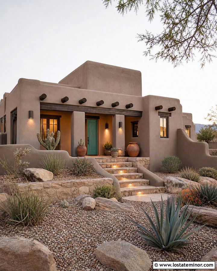 Taupe Southwestern House With Recessed Lighting - 30 Taupe House Design With Lighting Ideas