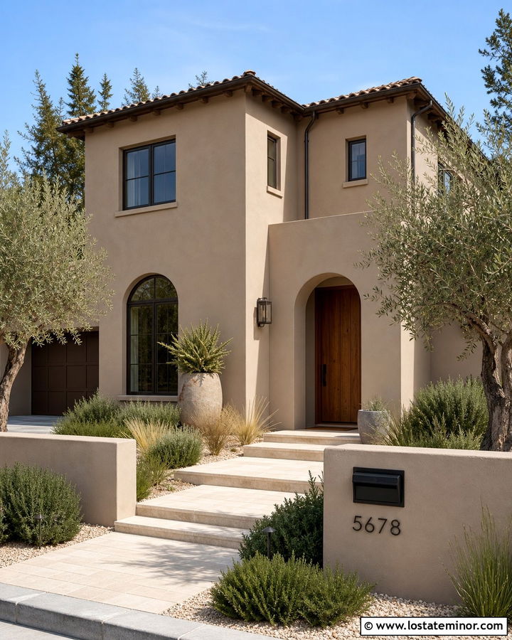 Taupe Stucco House With Built In Mailbox - 30 Taupe House Design With Mailbox Ideas