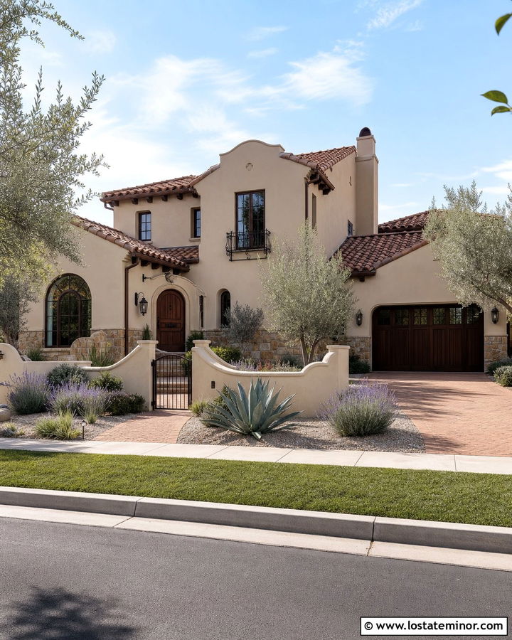 Taupe Stucco House With Spanish Gables - 30 Taupe House Design With Gables Ideas