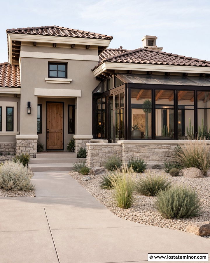 Taupe Stucco House With Sunroom - 30 Taupe House Design With Sunroom Ideas
