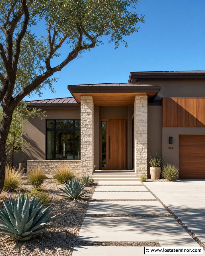 Taupe Stucco House With Wood Porch Ceiling - 30 Taupe House Design With Porch Ceiling Ideas