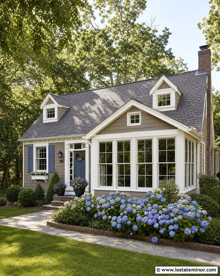 Taupe Tan Cape Cod House With White Sunroom - 30 Tan House Design With Sunroom Ideas