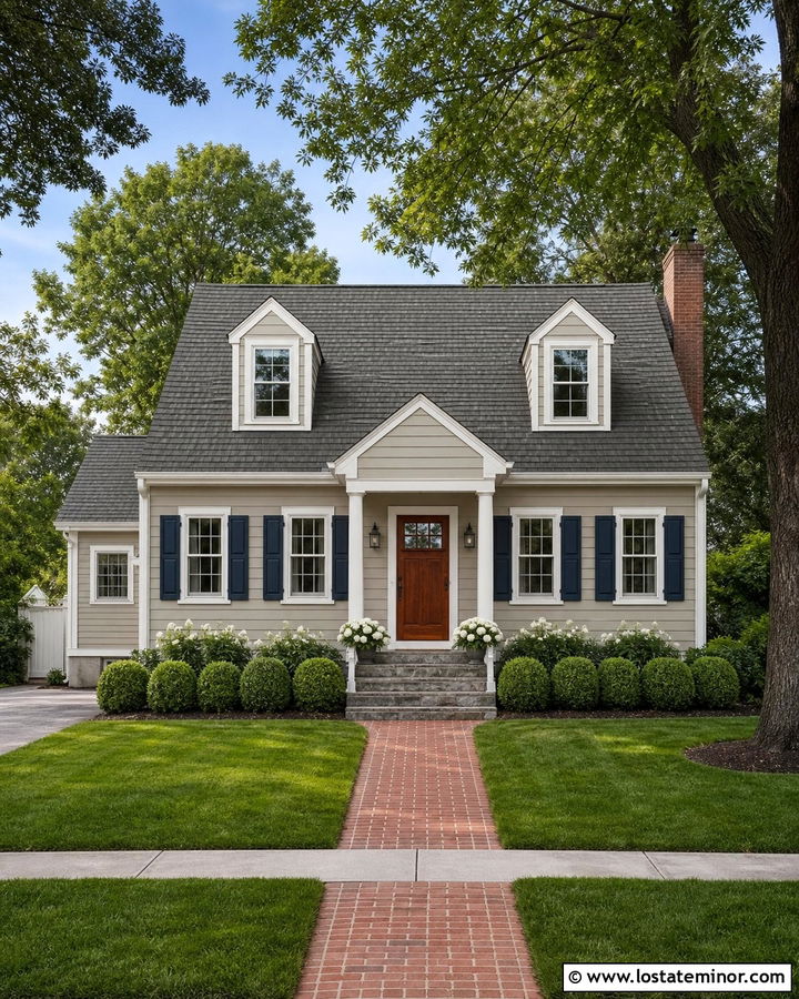 Taupe Tan Cape Cod With Slate Gray Shingles - 30 Tan House Design With Shingles Ideas