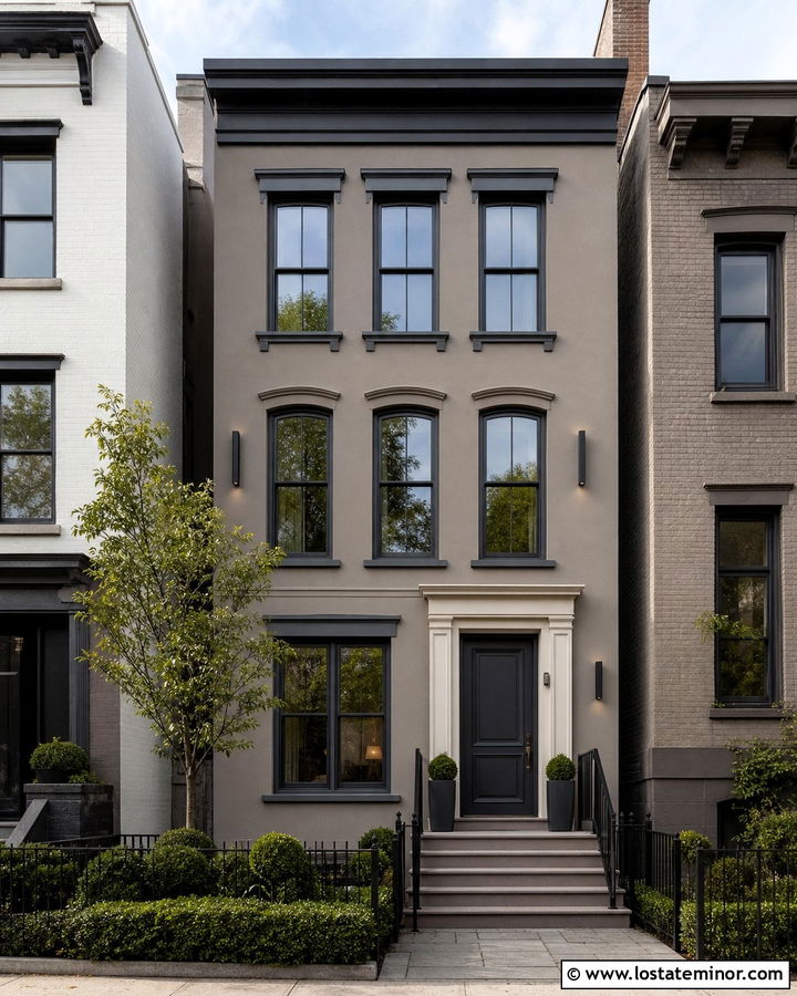 Taupe Townhouse With Compact Wall Lights - 30 Taupe House Design With Lighting Ideas
