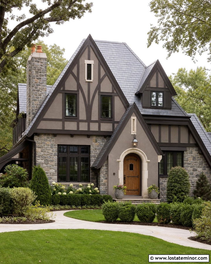 Taupe Tudor With Steep Roof - 30 Taupe House Design With Roof Ideas