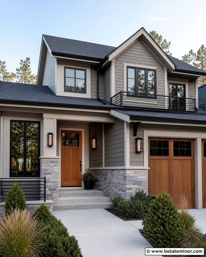 Thunder House With Matte Black Sconces - 30 Greige House Design With Light Fixtures Ideas