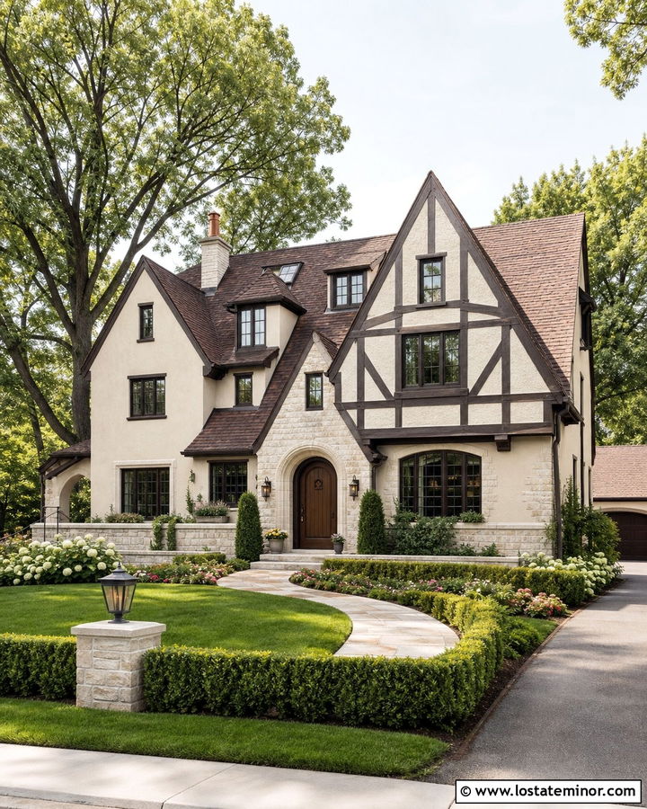 Tudor House With Limestone Wainscoting - 30 Stone House Design With Wainscoting Ideas