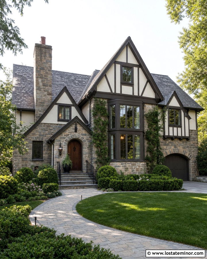Tudor Stone House With Half Timbered Gables - 30 Stone House Design With Gables Ideas