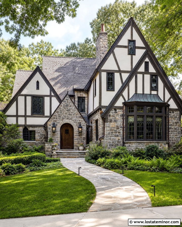 Tudor Stone House With Medieval Lanterns - 30 Stone House Design With Light Fixtures Ideas