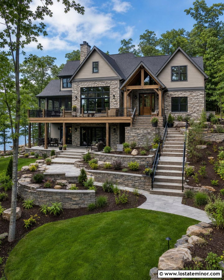 Walkout Stone House With Dormers - 30 Stone House Design With Dormers Ideas
