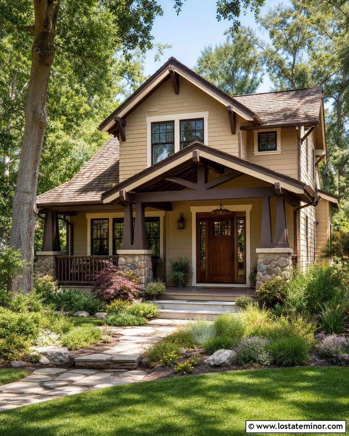 Warm Beige Siding On A Craftsman House - 30 Beige House Design With Siding Ideas