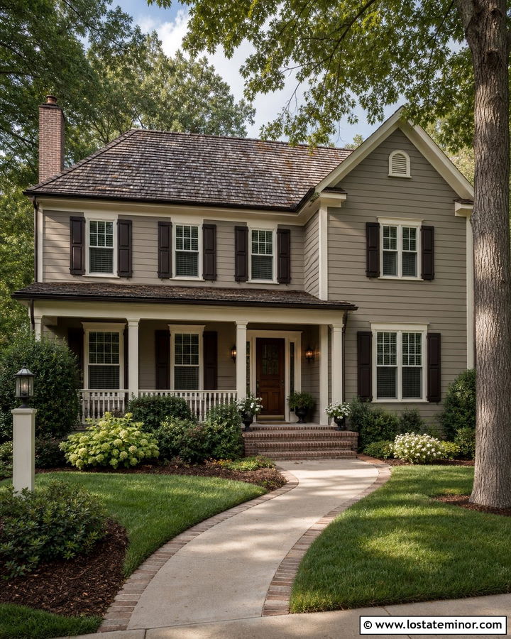Warm Greige House With Weathered Wood Shingles - 30 Greige House Design With Shingles Ideas