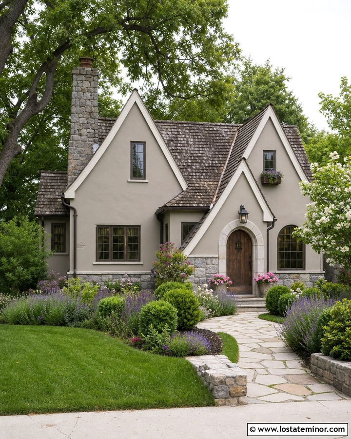 Warm Taupe Cottage With Steep Gables - 30 Taupe House Design With Gables Ideas