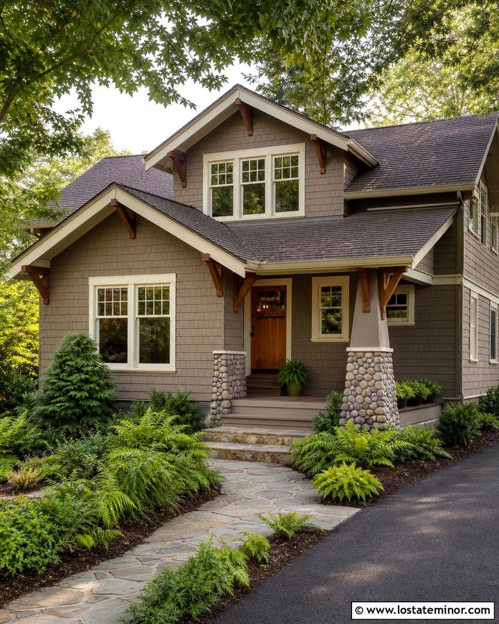Warm Taupe Craftsman With Wood Dutch Door - 30 Taupe House Design With Dutch Door Ideas