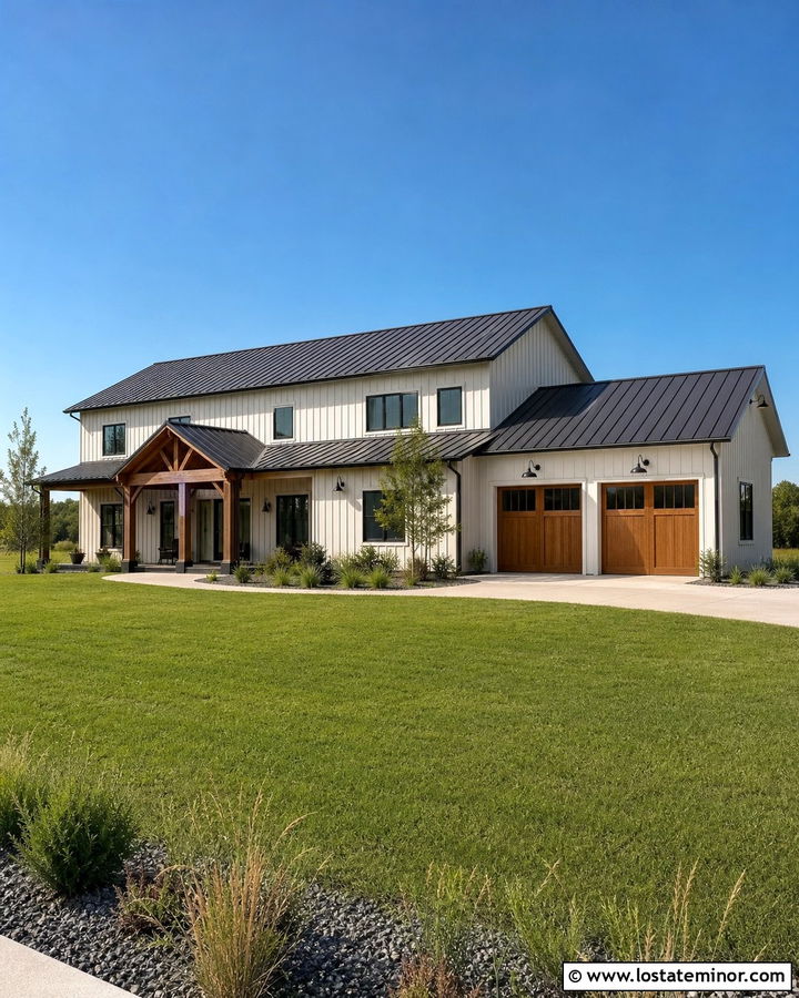 Warm White Barndominium With Barn Lights - 30 Warm White House Design With Lighting Ideas