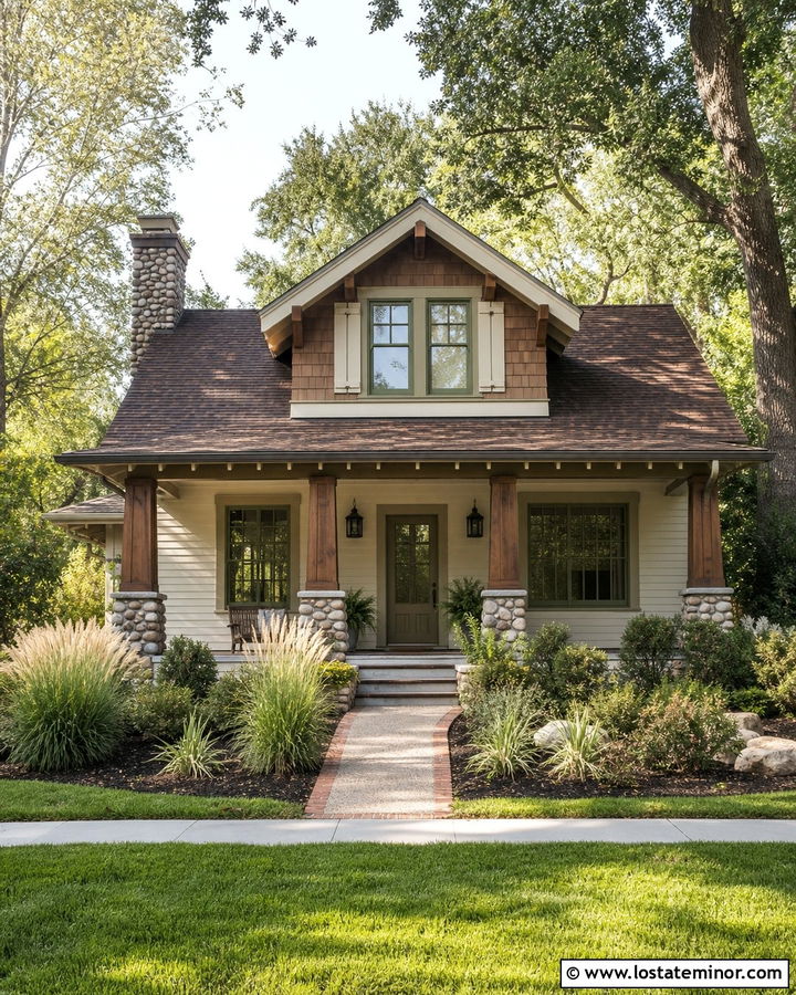 Warm White Bungalow With Front Dormer - 30 Warm White House Design With Dormers Ideas