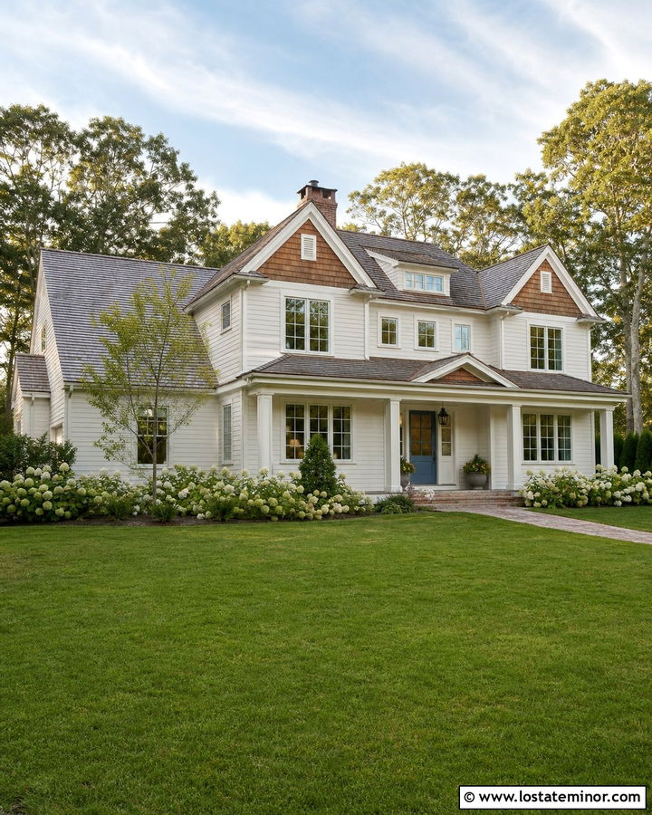 Warm White Cape Cod With Cedar Shake Gables - 30 Warm White House Design With Cedar Shake Ideas