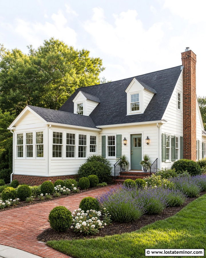 Warm White Cape Cod With Garden Sunroom - 30 Warm White House Design With Sunroom Ideas