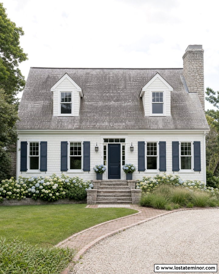Warm White Cape Cod With Gray Stone - 30 Warm White House Design With Stone Accents Ideas