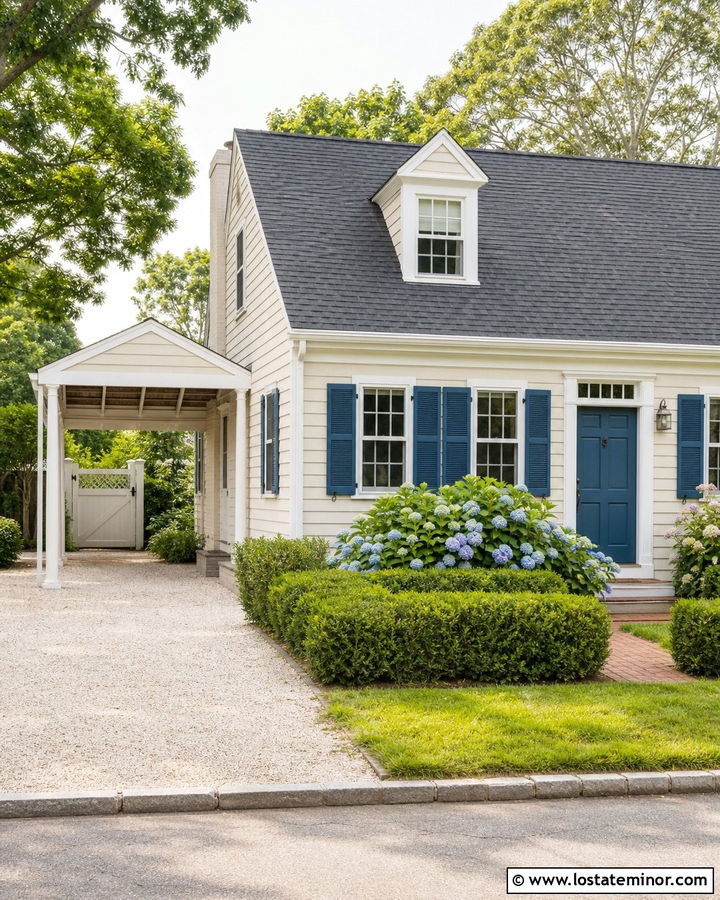 Warm White Cape Cod With Matching Carport - 30 Warm White House Design With Carport Ideas