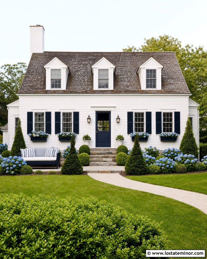 Warm White Cape Cod With Navy Daybed - 30 Warm White House Design With Daybed Ideas