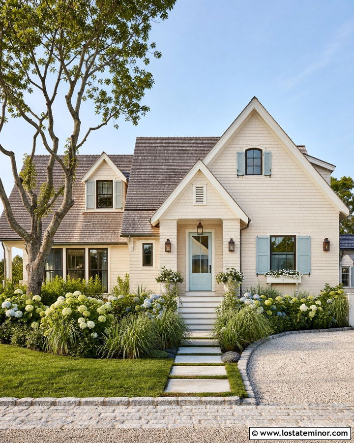 Warm White Coastal House With Bronze Sconces - 30 Warm White House Design With Lighting Ideas