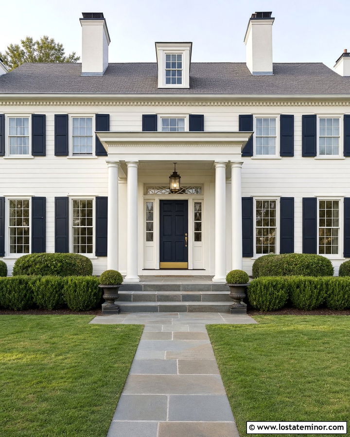 Warm White Colonial With Bluestone Steps - 30 Warm White House Design With Steps Ideas