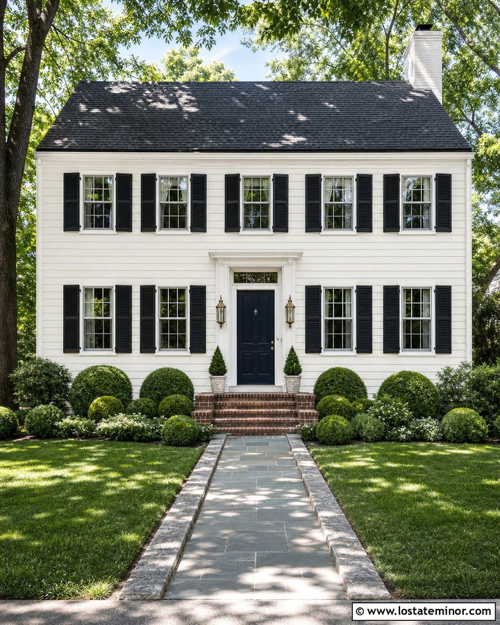 Warm White Colonial With Brass Sconces - 30 Warm White House Design With Light Fixtures Ideas