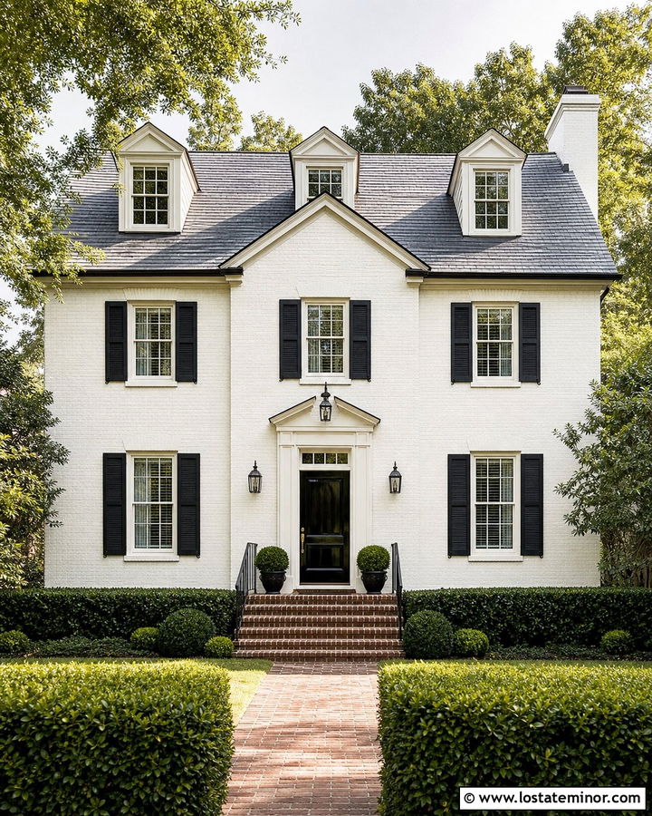 Warm White Colonial With Cross Gables - 30 Warm White House Design With Gables Ideas