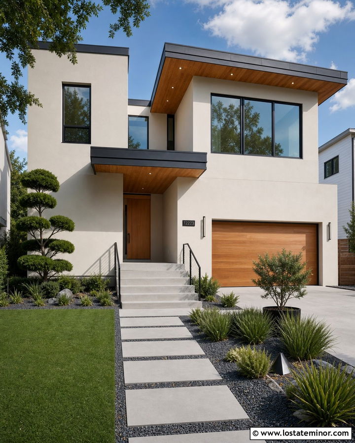 Warm White Contemporary House With Cedar Porch Insert - 30 Warm White House Design With Porch Ceiling Ideas