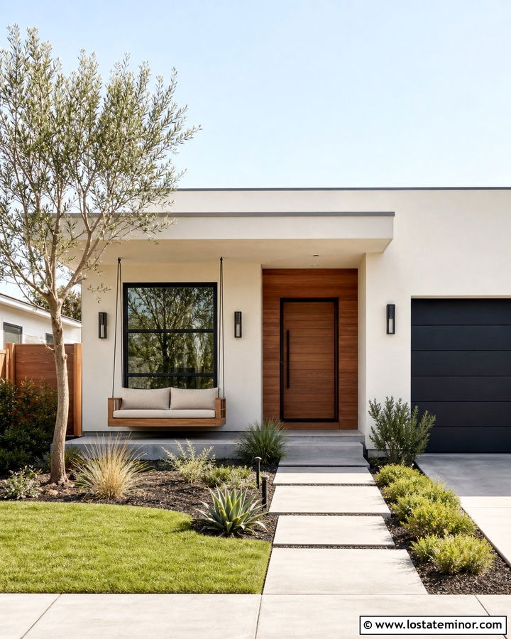 Warm White Contemporary House With Platform Swing - 30 Warm White House Design With Swing Ideas