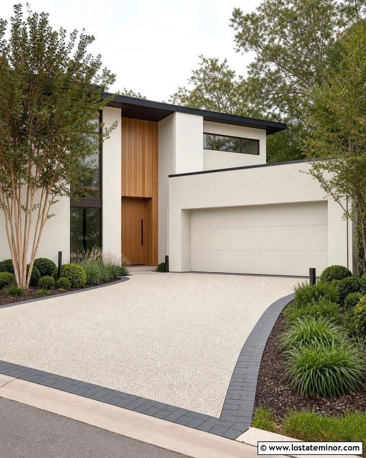 Warm White Contemporary House With Resin Bound Driveway - 30 Warm White House Design With Driveway Ideas