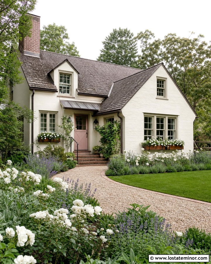 Warm White Cottage With Blush Dutch Door - 30 Warm White House Design With Dutch Door Ideas