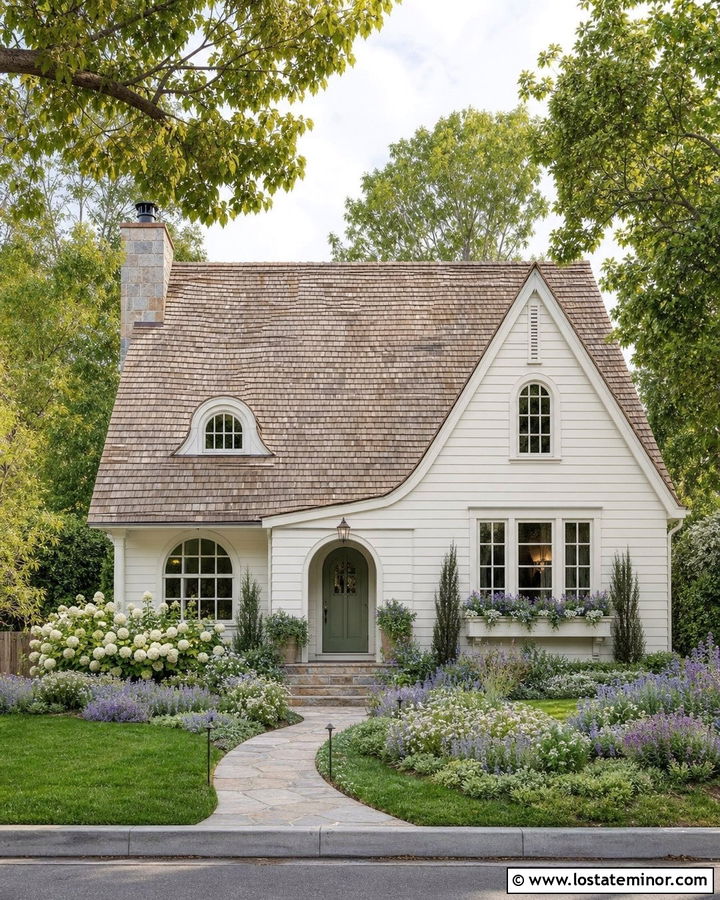 Warm White Cottage With Cedar Shake Roof - 30 Warm White House Design With Cedar Shake Ideas