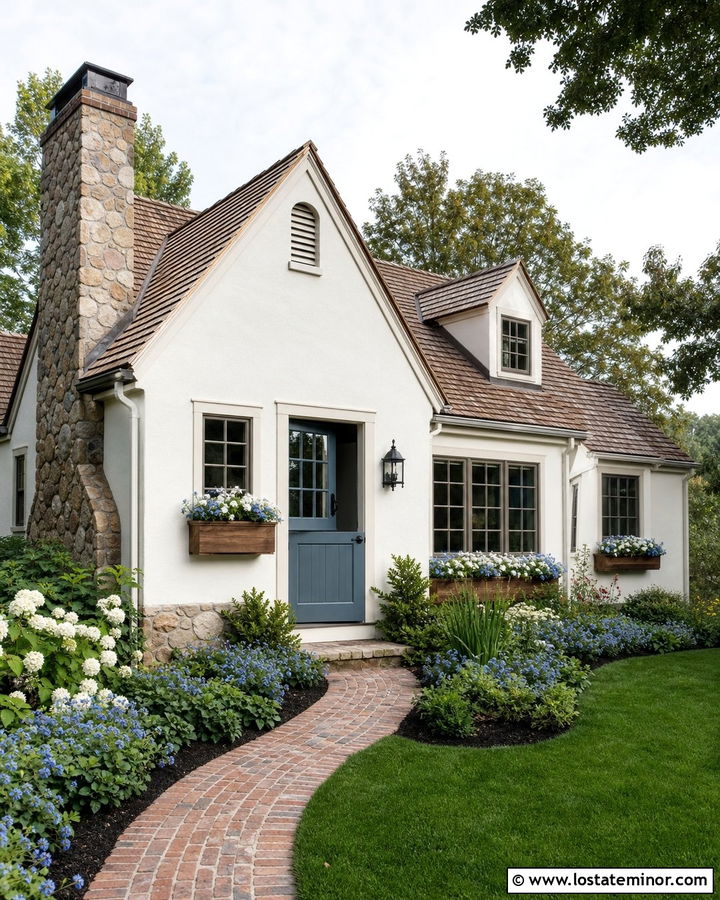 Warm White Cottage With Dusty Blue Dutch Door - 30 Warm White House Design With Dutch Door Ideas
