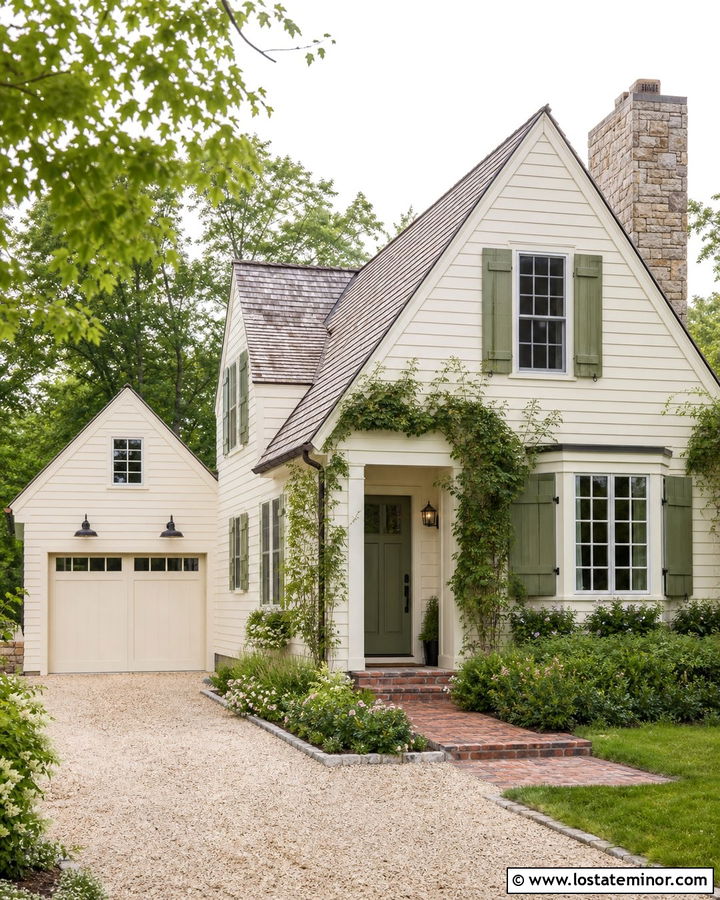 Warm White Cottage With Gooseneck Lights - 30 Warm White House Design With Light Fixtures Ideas