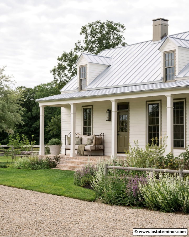 Warm White Country House With Antique Daybed - 30 Warm White House Design With Daybed Ideas