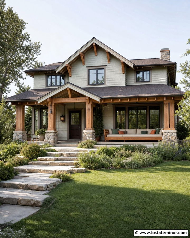 Warm White Craftsman With Cedar Daybed - 30 Warm White House Design With Daybed Ideas