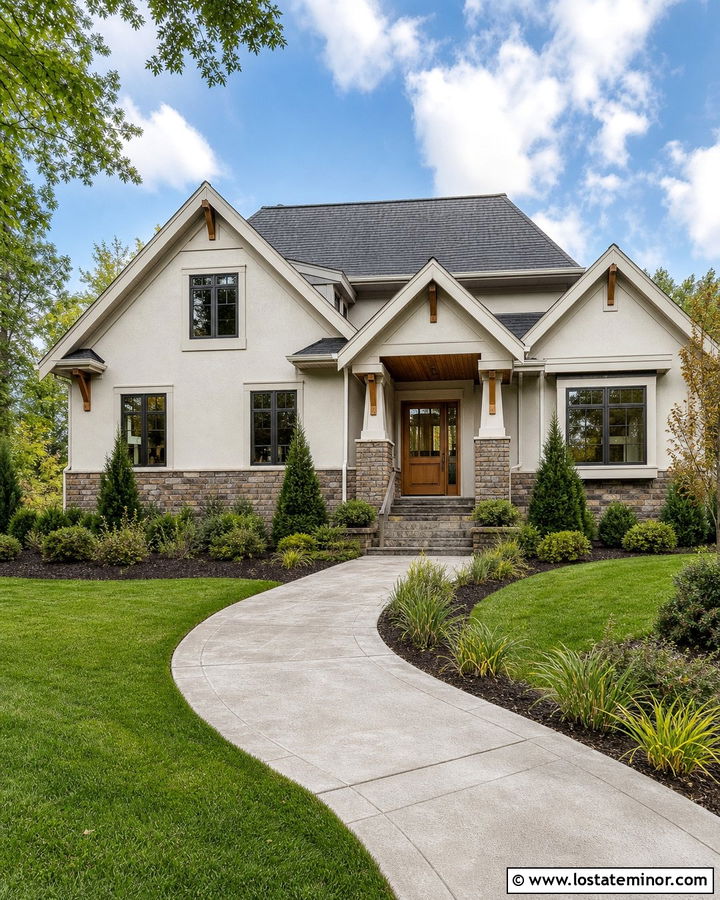 Warm White Craftsman With Ledgestone Wainscoting - 30 Warm White House Design With Wainscoting Ideas