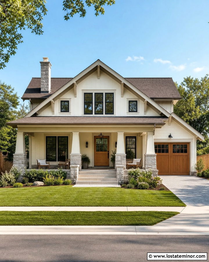 Warm White Craftsman With Natural Wood Dutch Door - 30 Warm White House Design With Dutch Door Ideas